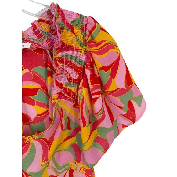 Pleione Women's Floral Print Smocked Top Size Medium‎ Boho Casual - Picture 5 of 10